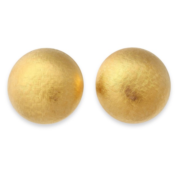 Vintage Joan Rivers Clip On Earrings Gold Plated Round Dome Textured - Picture 2 of 5